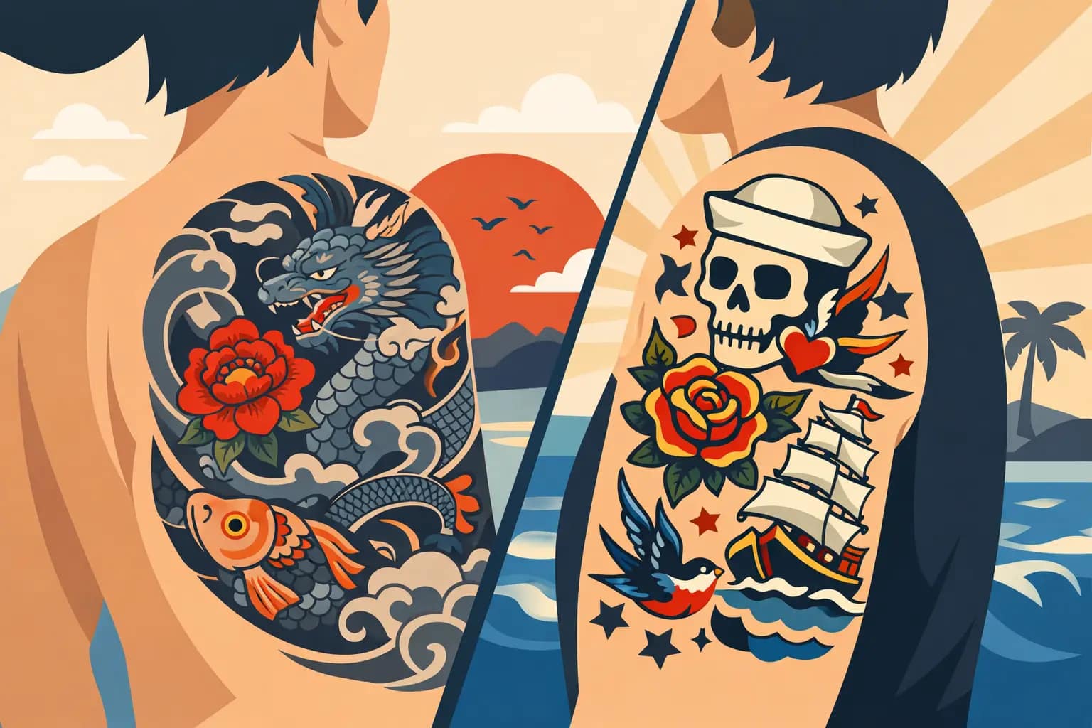 Irezumi vs Western Traditional Tattoo Styles